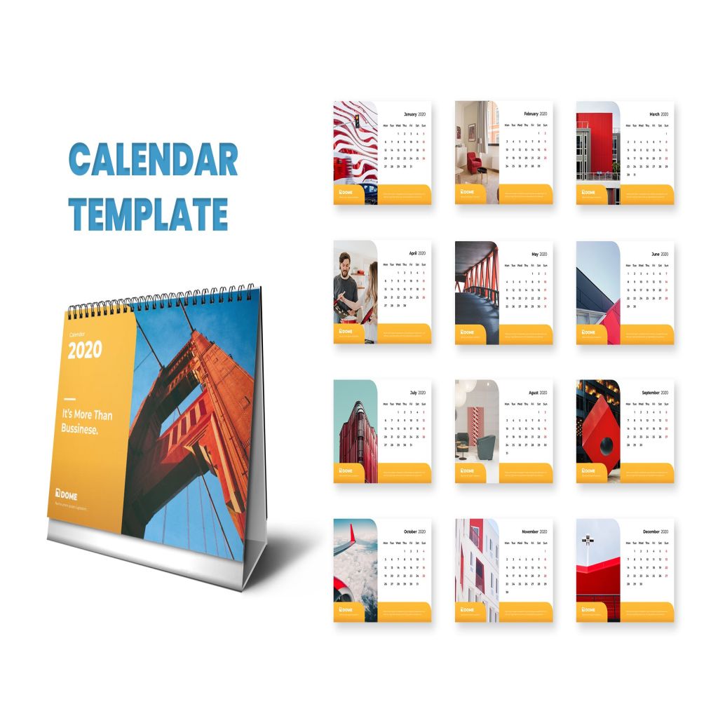 2020年企业定制日历年历设计模板 Calendar 2020插图