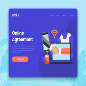 在线协议签订网站着陆页设计模板 Online Agreement landing page template