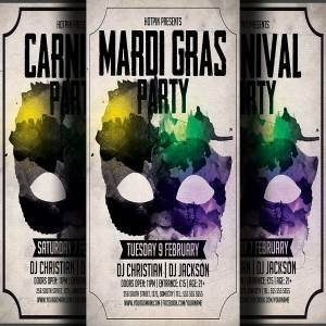 狂欢节派对活动传单模板 Carnival & Mardi Gras Party Flyer