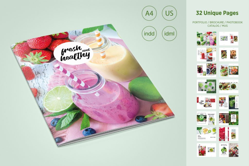 一款漂亮的美食画册模版下载[indd]