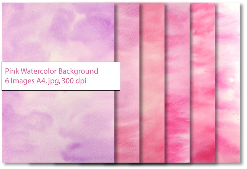 粉红水彩图案纹理背景 Pink Watercolor Texture Background