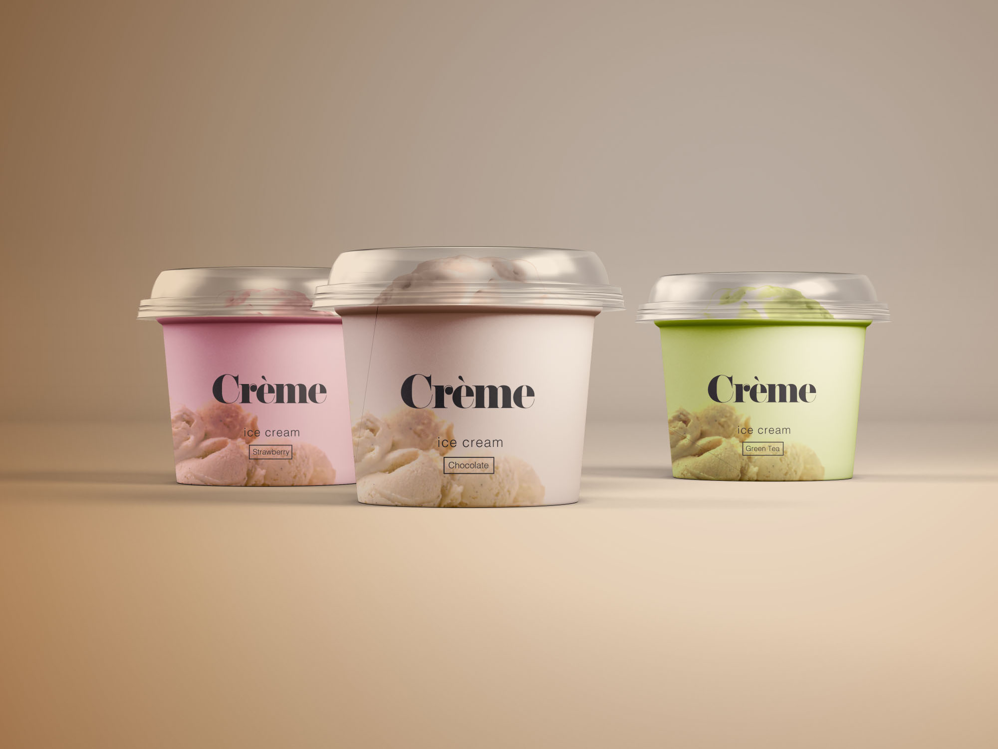 迷你冰淇淋杯外观设计图样机PSD模板 Mini Ice Cream Cup Mockups – PSD