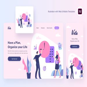 项目计划/策划概念插画设计素材[XD&SVG] Vela planning illustration (Adobe XD, SVG)