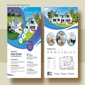 双面印刷楼盘销售/租赁海报传单设计模板v6 Double Sided Real Estate Flyer Template V-6
