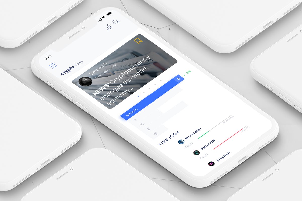 数字货币比特币新闻资讯APP UI套件 – B Coin News Mobile Ui – B