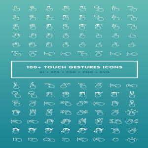 100+ 触屏手势操作指引演示图标合集[多种矢量格式]