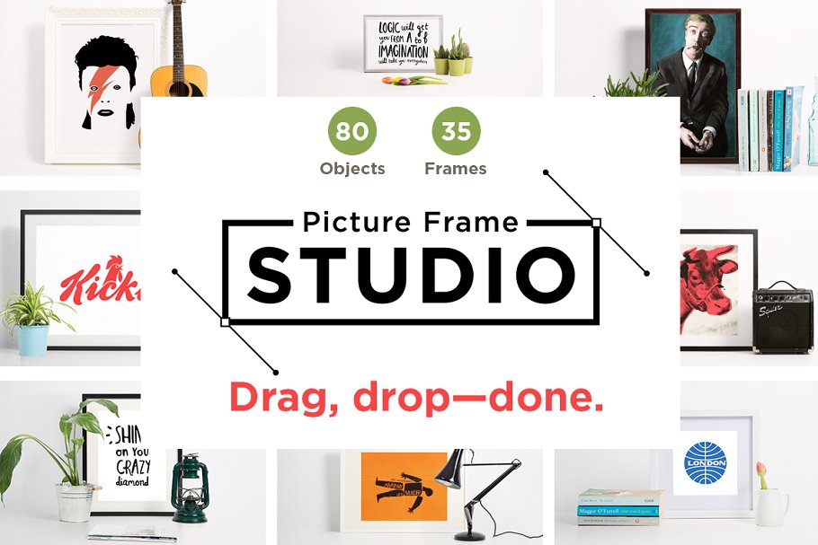 艺术作品油画照片框样机模板 Picture Frame Studio mockup creator