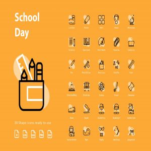 校园日教育主题图形图标矢量图标 Shcool Day (Shape)