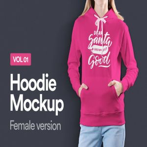 女士冬装卫衣运动服样机模板v01 Winter Hoodie Mockup Vol 01