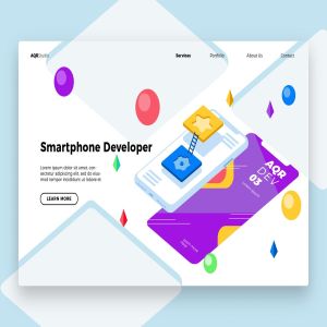 软件开发概念插画网站Banner&着陆页设计模板 software developer – Banner & Landing Page