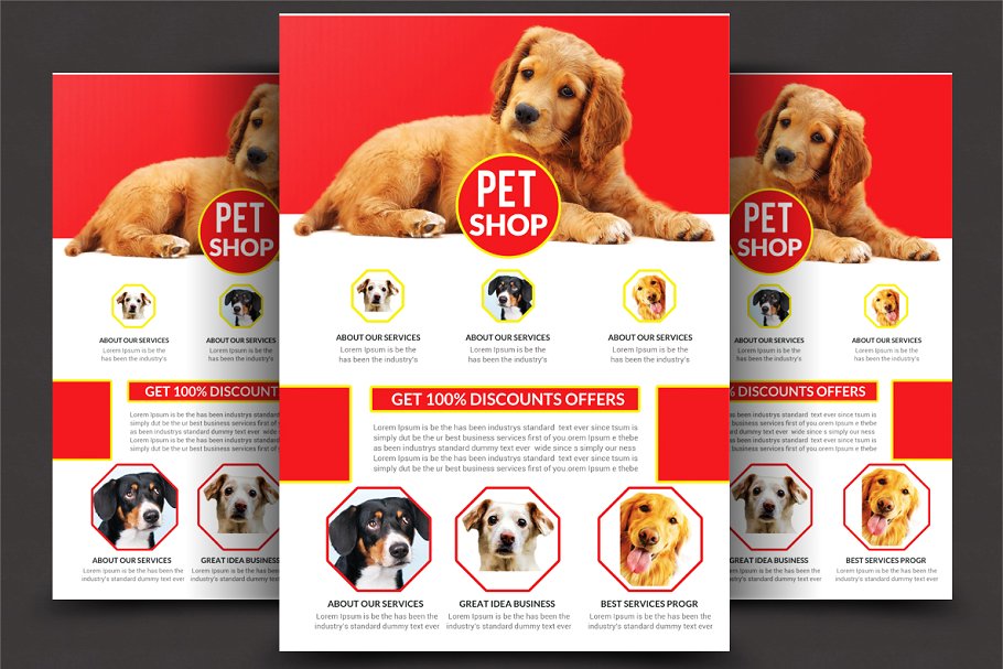 宠物店海报宣传单页设计模板 Pet Shop Flyer