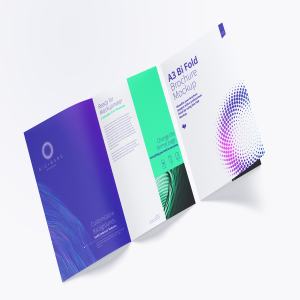 A3尺寸大小双折页小册子＆传单设计样机03 A3 Bi Fold Brochure Mockup 03
