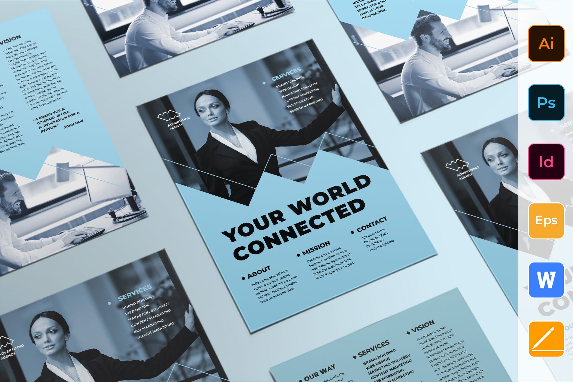 广告顾问/广告经销商传单海报设计模板 Advertising Consultant Flyer