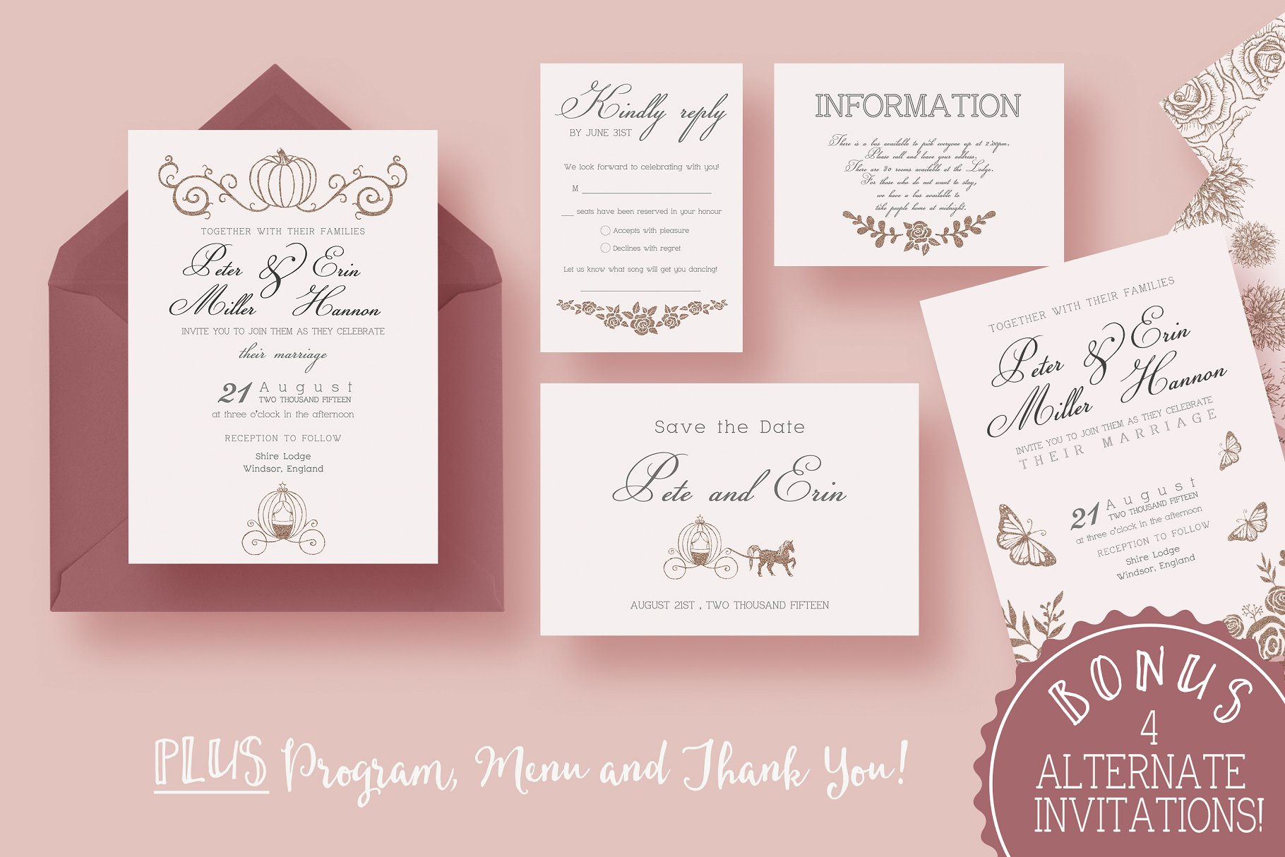 童话故事婚礼邀请函设计模板套装 Fairy Tale Wedding Suite