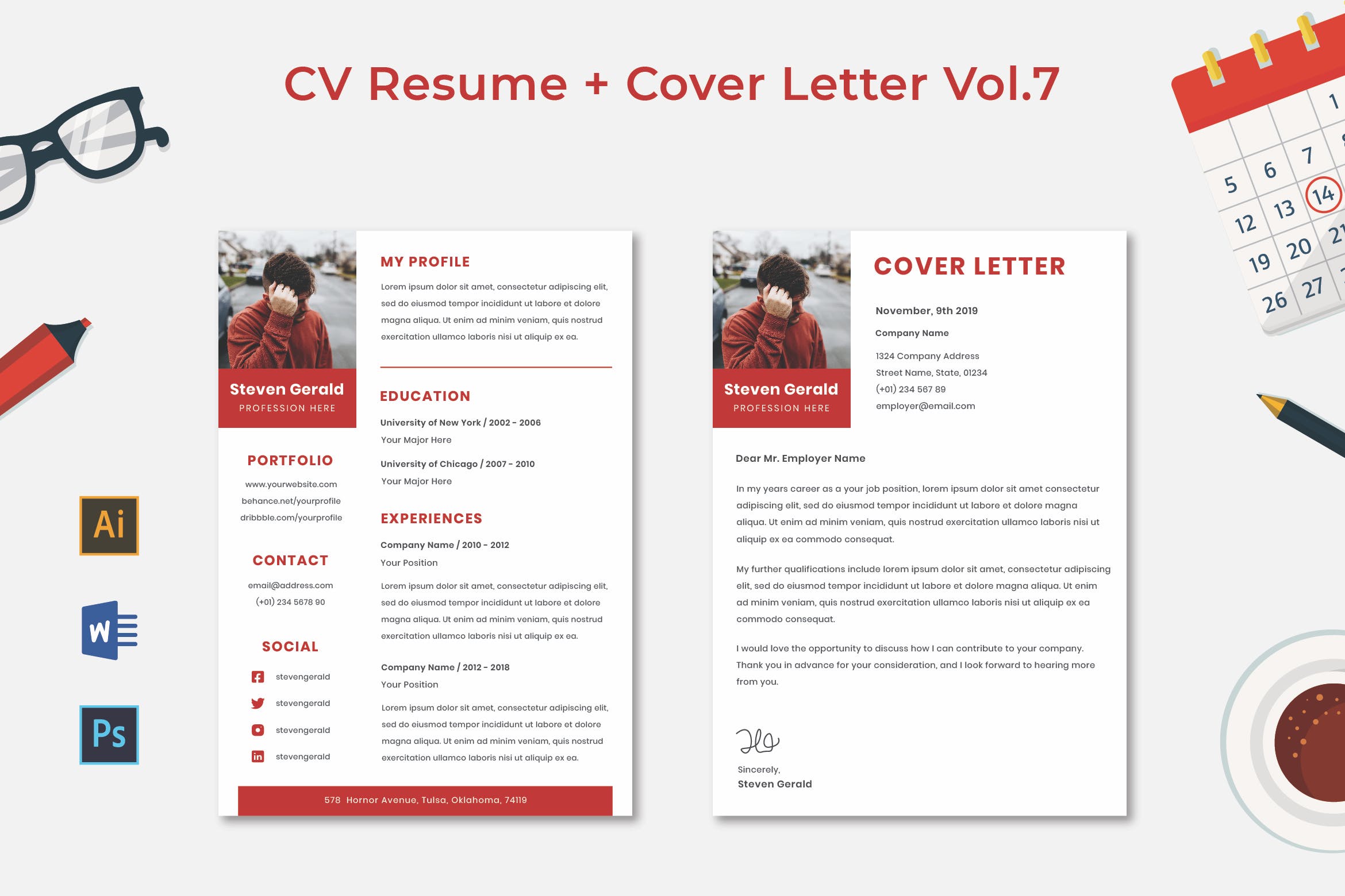 简单朴素风格个人简历/介绍信设计模板 CV Resume Vol.7