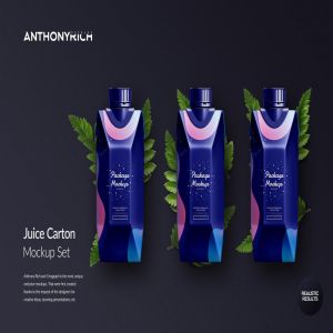 高品质的时尚高端果汁酸奶牛奶包装设计VI样机展示模型mockups