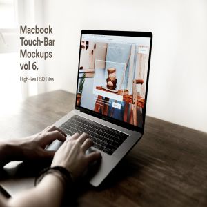MacBook Pro实景拍摄屏幕预览样机v6 Macbook Mockup Vol 06 – New Touch Bar