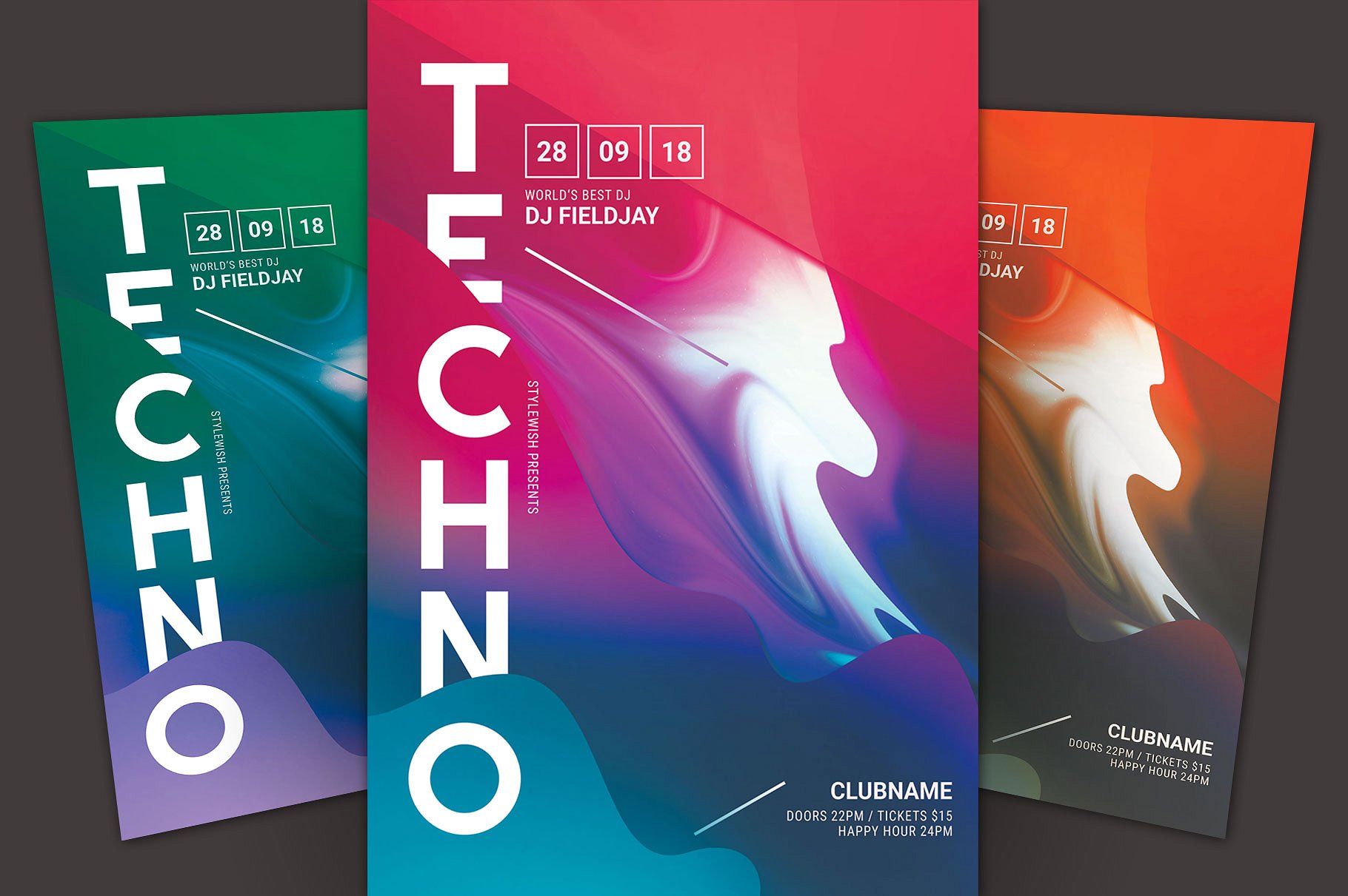 抽象炫感科技馆活动宣传模板 Techno Flyer Template