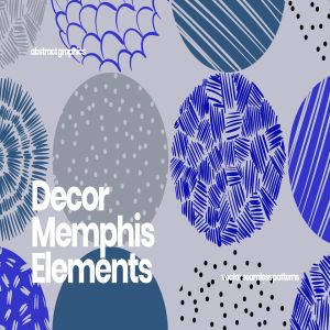 孟菲斯风格圆形装饰元素无缝图案纹理素材 Round Decor Memphis Elements Seamless Patterns