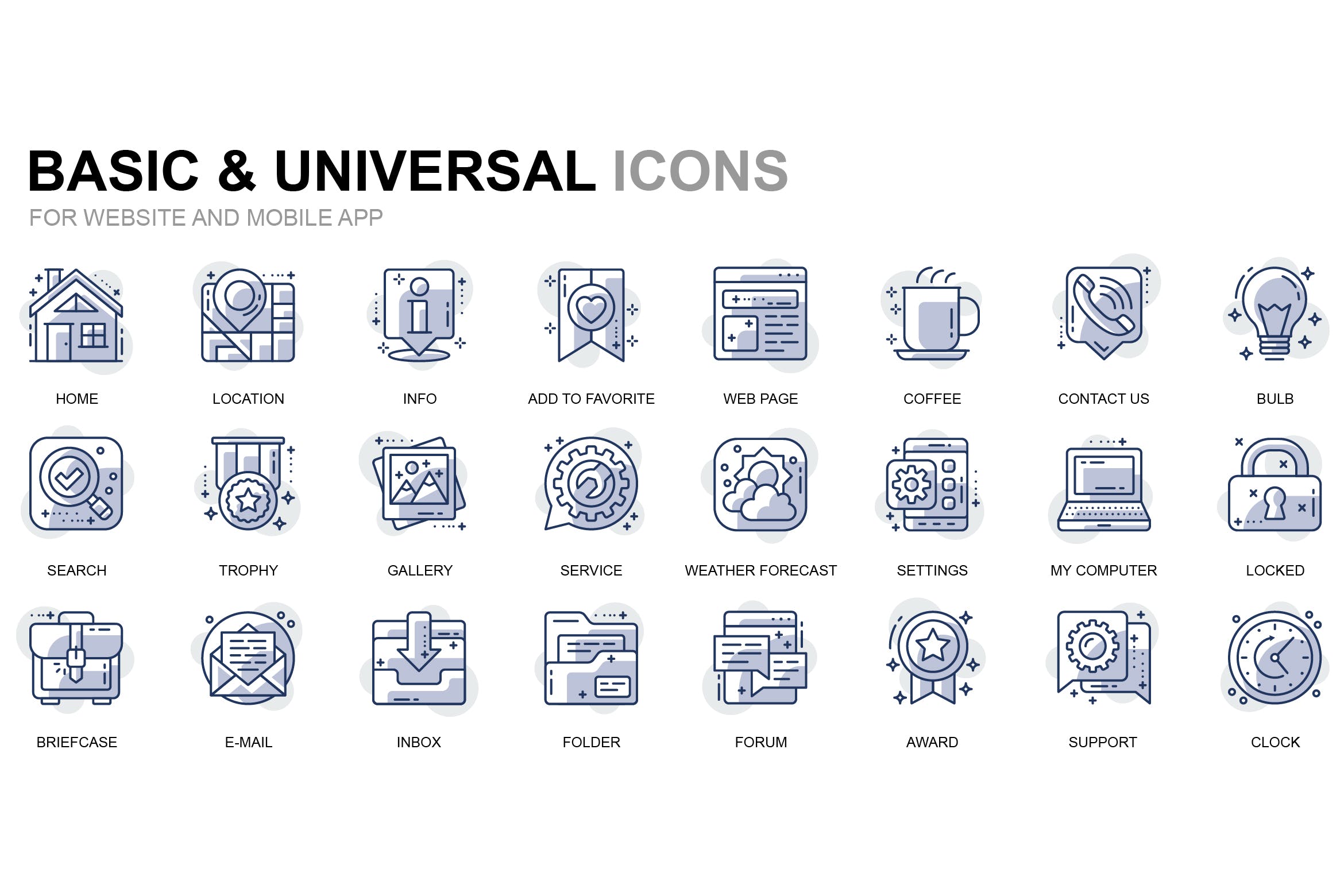基础通用实用网站/APP设计线性图标合集素材 Basic Thin Line Icons
