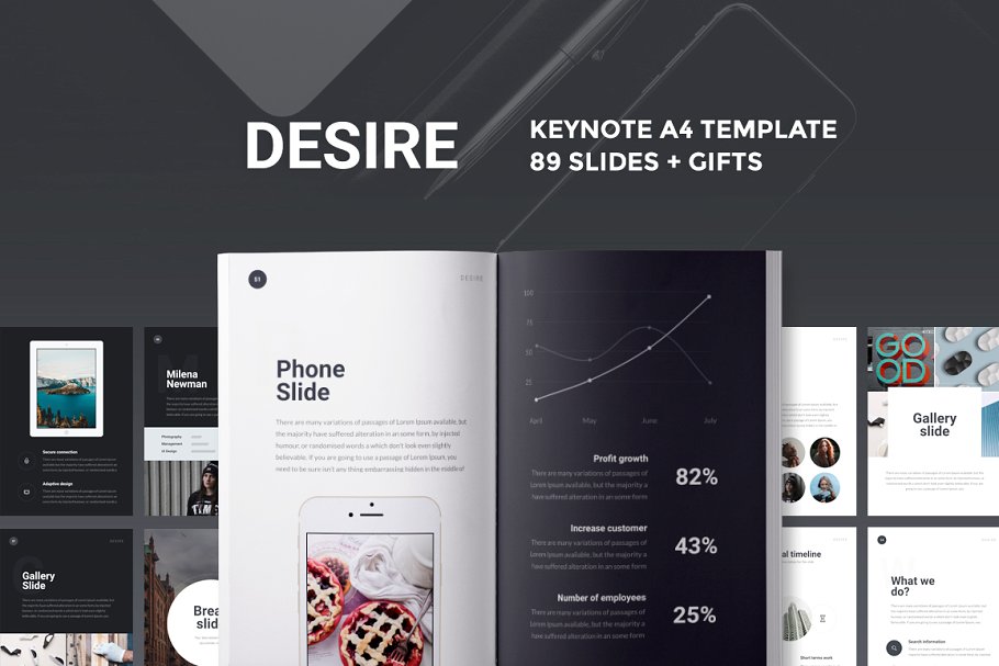 A4立式创意幻灯片模板 A4 | Desire Keynote Presentation [Keynote适用]