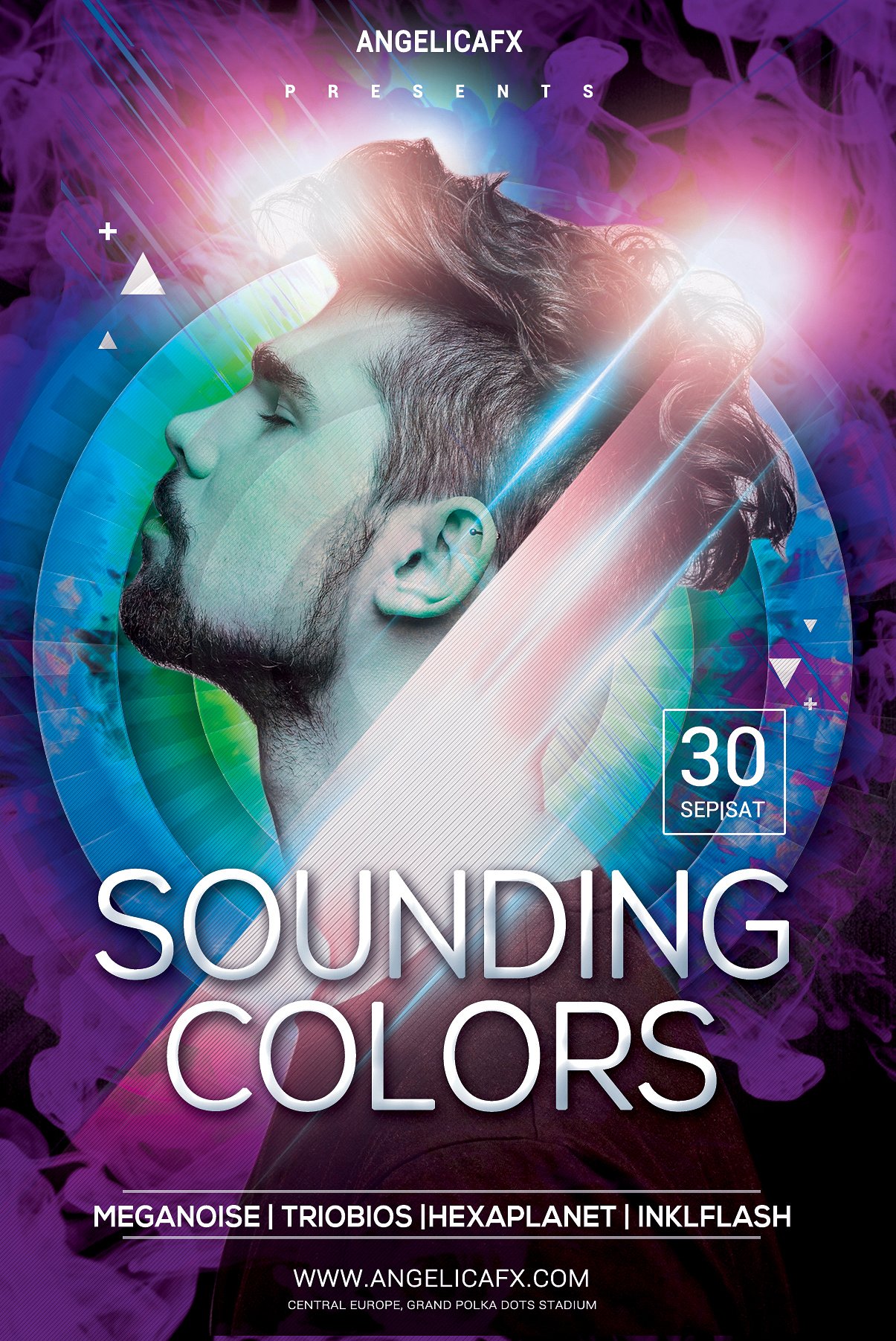 时尚高端绚丽色彩的海报模板 Sounding Colors [psd]