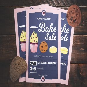 面包店促销活动广告海报设计模板 Bake Sale Flyer
