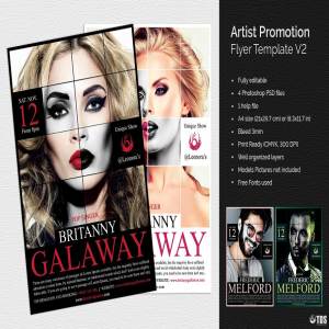 艺术家人物海报设计PSD模板 Artist Promotion Flyer PSD V2