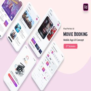 电影在线选座订票APP应用UI设计XD模板[日间模式版本] Ocodile-Movie Booking MobileApp UI Kit Light (XD)