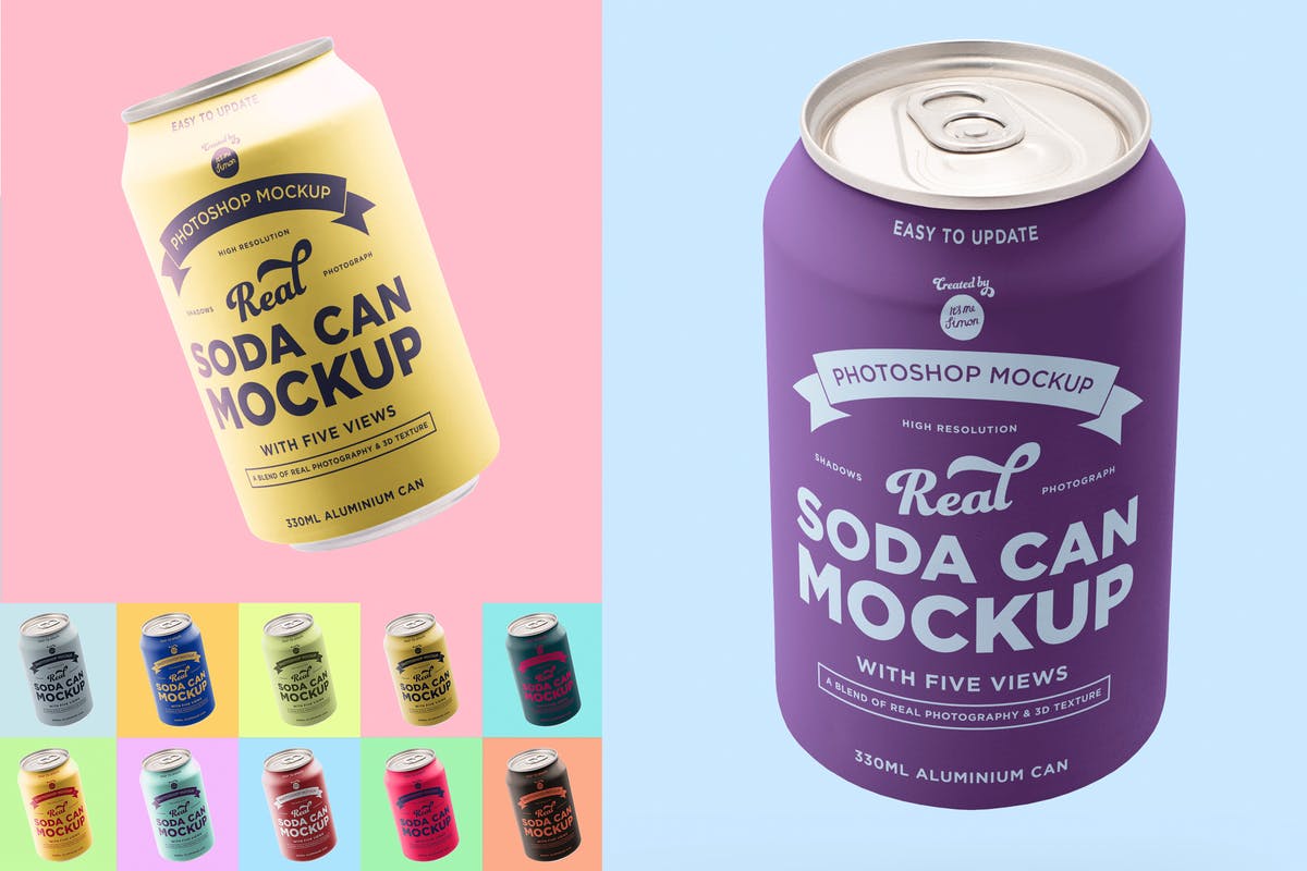 苏打水/碳酸饮料易拉罐样机 Soda can mockup