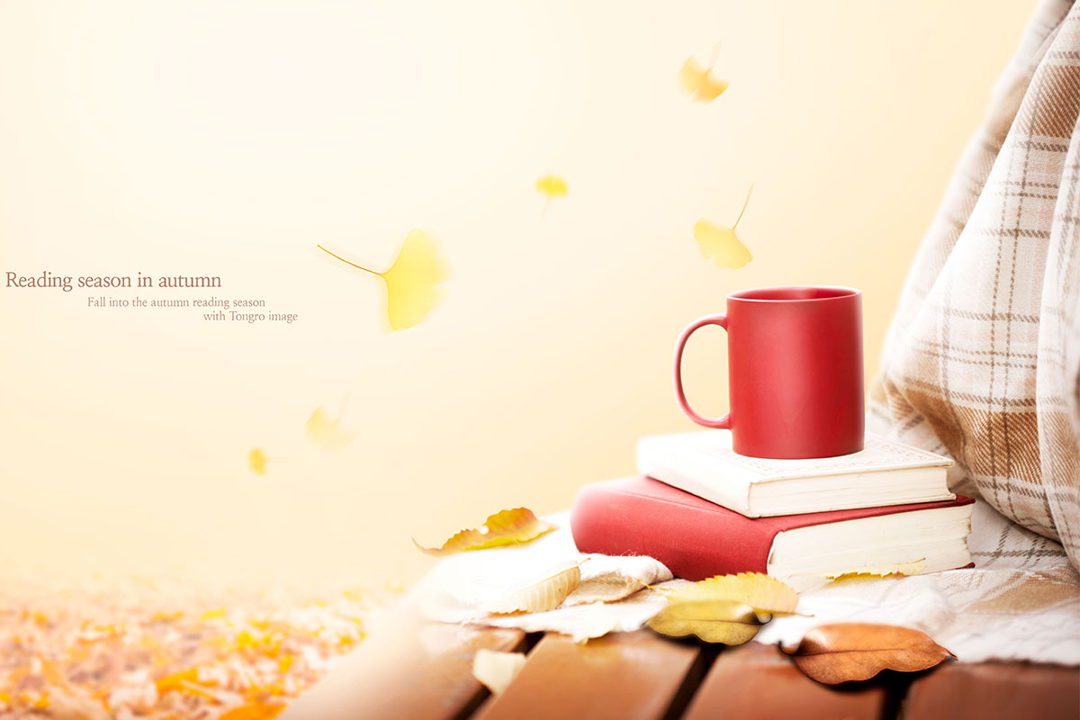 落叶秋天阅读主题海报图片psd素材