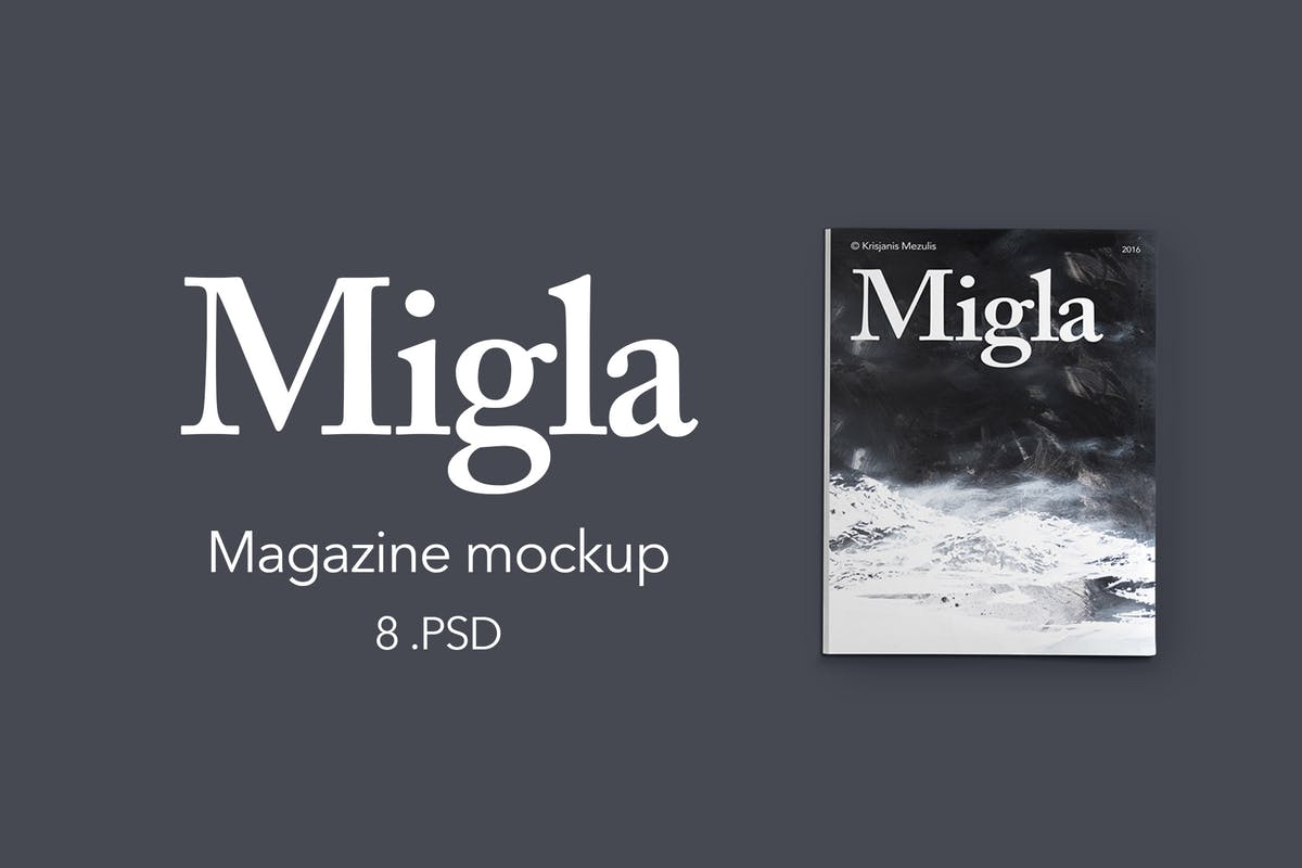 高端杂志样机模板 Migla Realistic Magazine Print Mockup