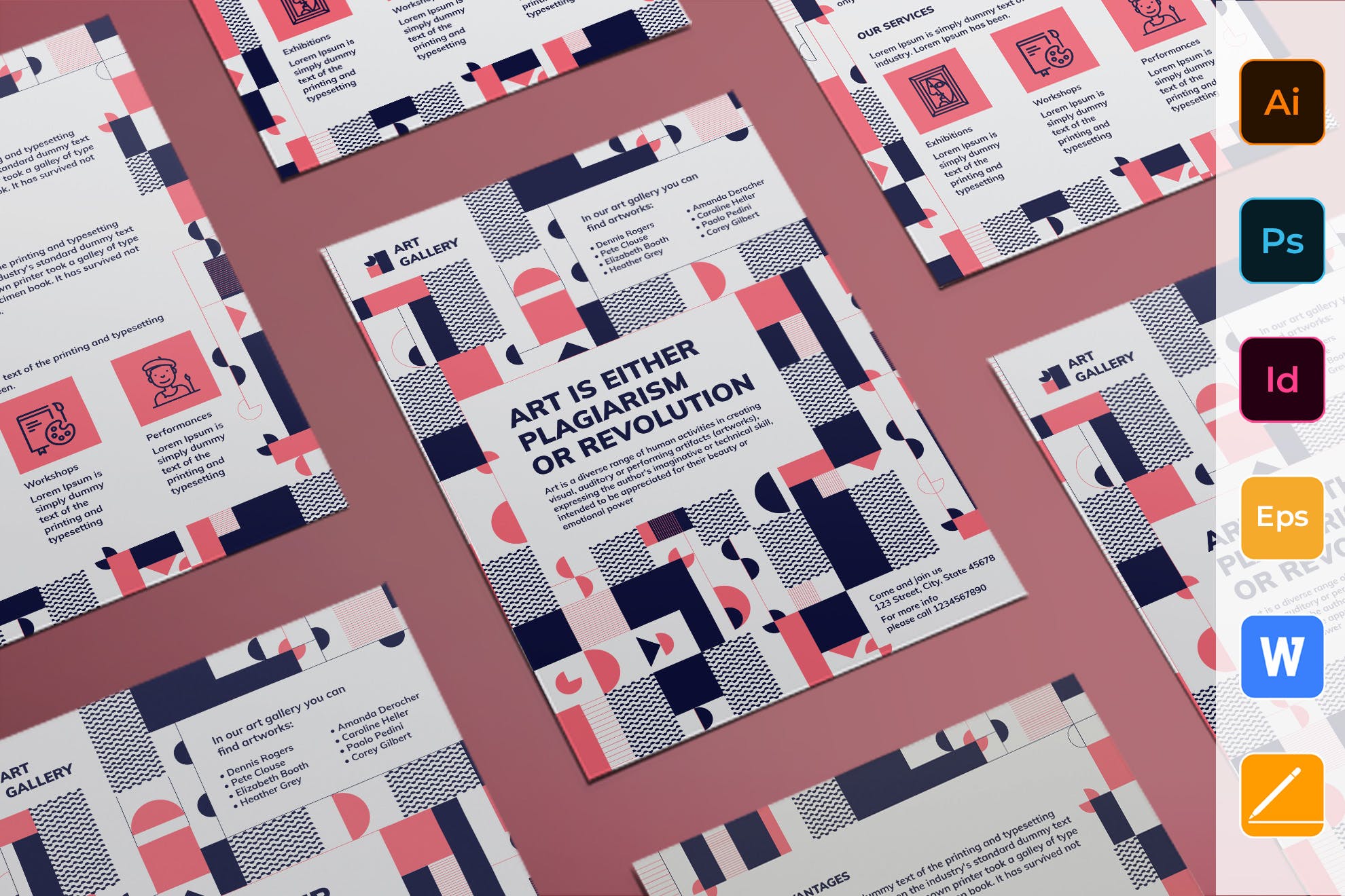 抽象创意艺术设计风格海报设计模板 Art Gallery Flyer