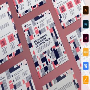 抽象创意艺术设计风格海报设计模板 Art Gallery Flyer