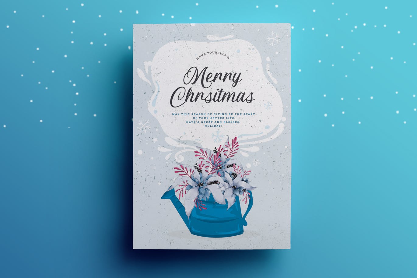 冬季圣诞手绘水彩设计风格贺卡模板 Winter Christmas Greeting Card