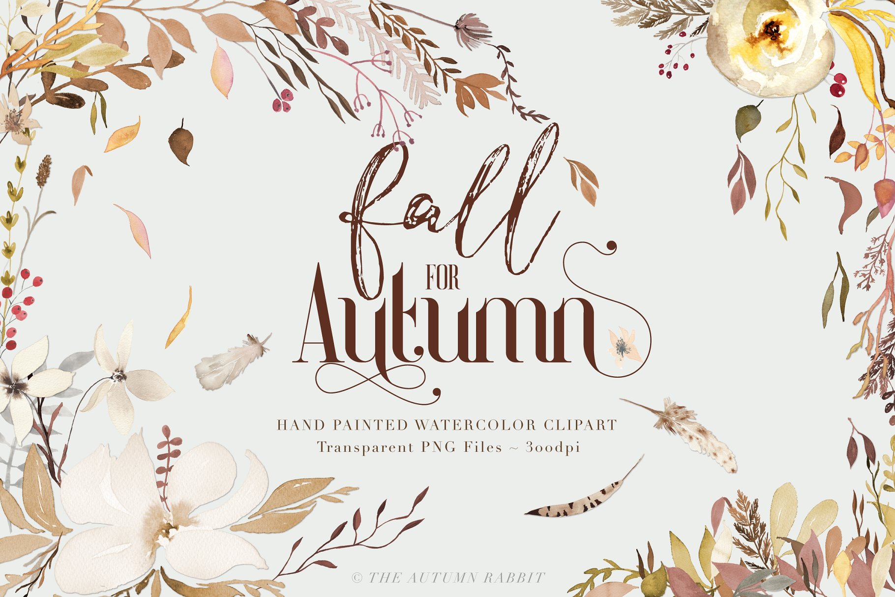 秋天主题水彩剪切画 Fall for Autumn – Watercolor Clipart