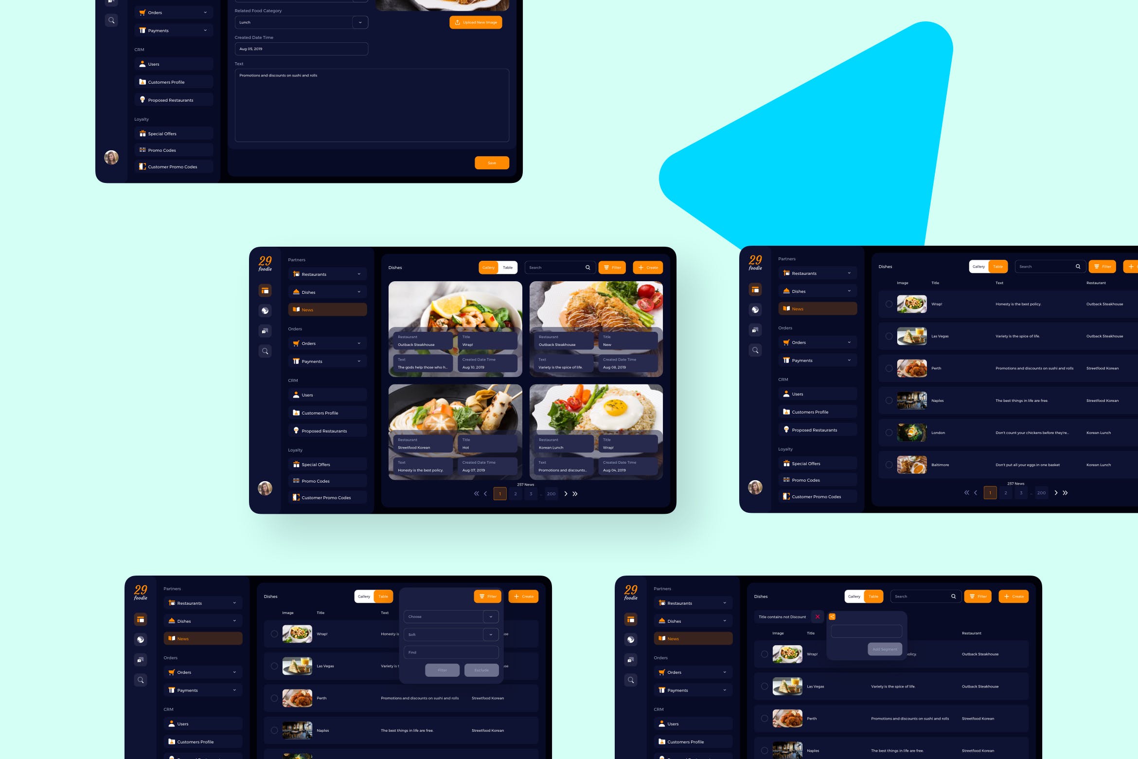 美食主题网站/平台新闻管理界面UI设计模板 29Foodie Food Admin News Ui – FP