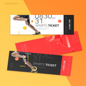 多彩创意的门票/入场券/优惠券/邀请函设计模板套装[PSD]