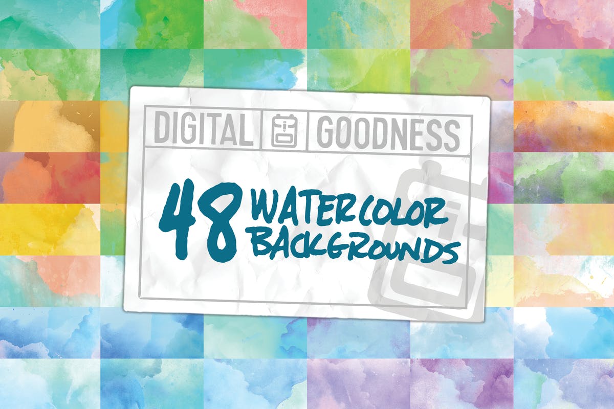 48组四季色彩水彩肌理纹理背景 48 Watercolor Backgrounds