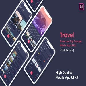 机票/酒店预订旅游主题APP应用UI设计套件XD模板[夜间模式版本] Tour & Travel MobileApp UI Kit Dark Version (XD)