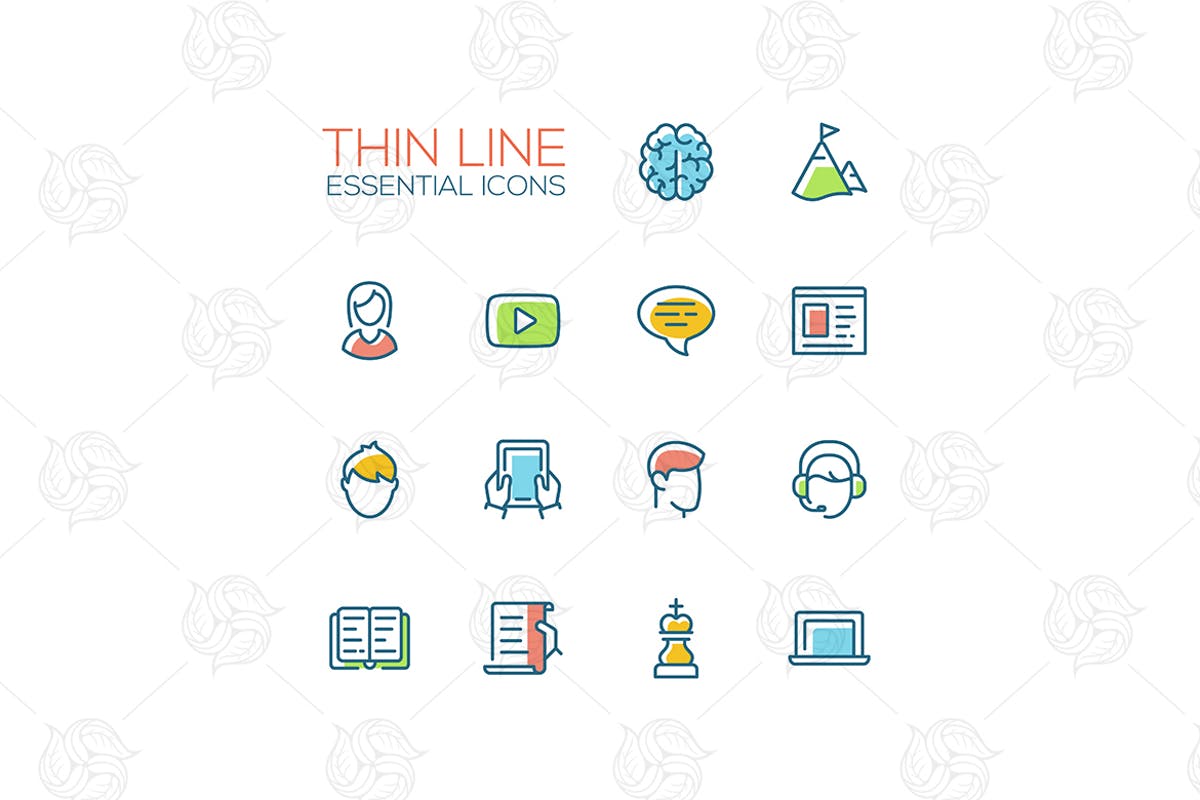 商业金融服务矢量细线图标合集 Business, Finance Symbols – thin line icons