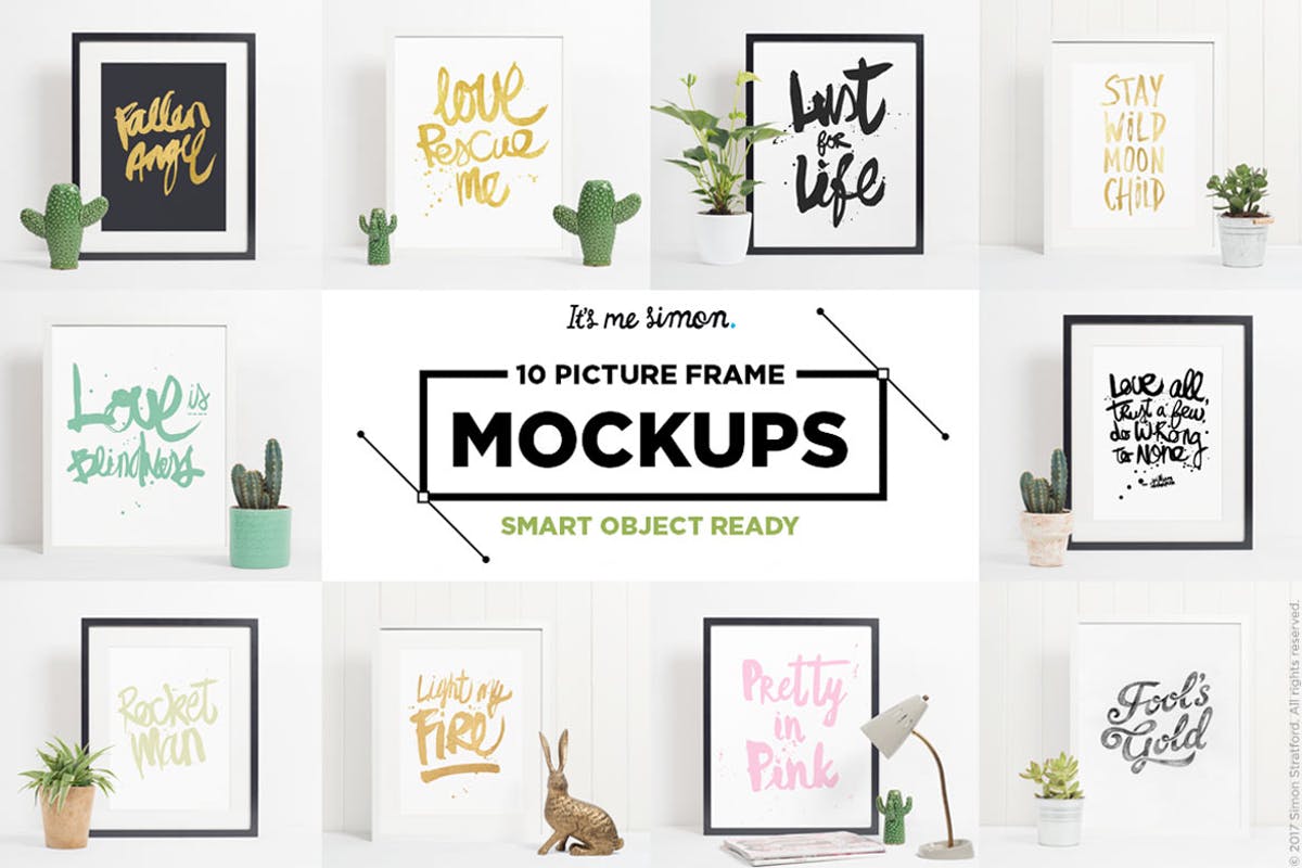 10款简约现代的画框展示样机模板 10 Picture Frame mockups