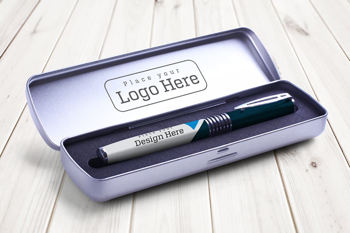 金属钢笔盒子品牌样机V.3 Pen Box Mock Up V.3