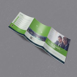 方形商务风格企业宣传单设计模板 Elegant Business Square Trifold