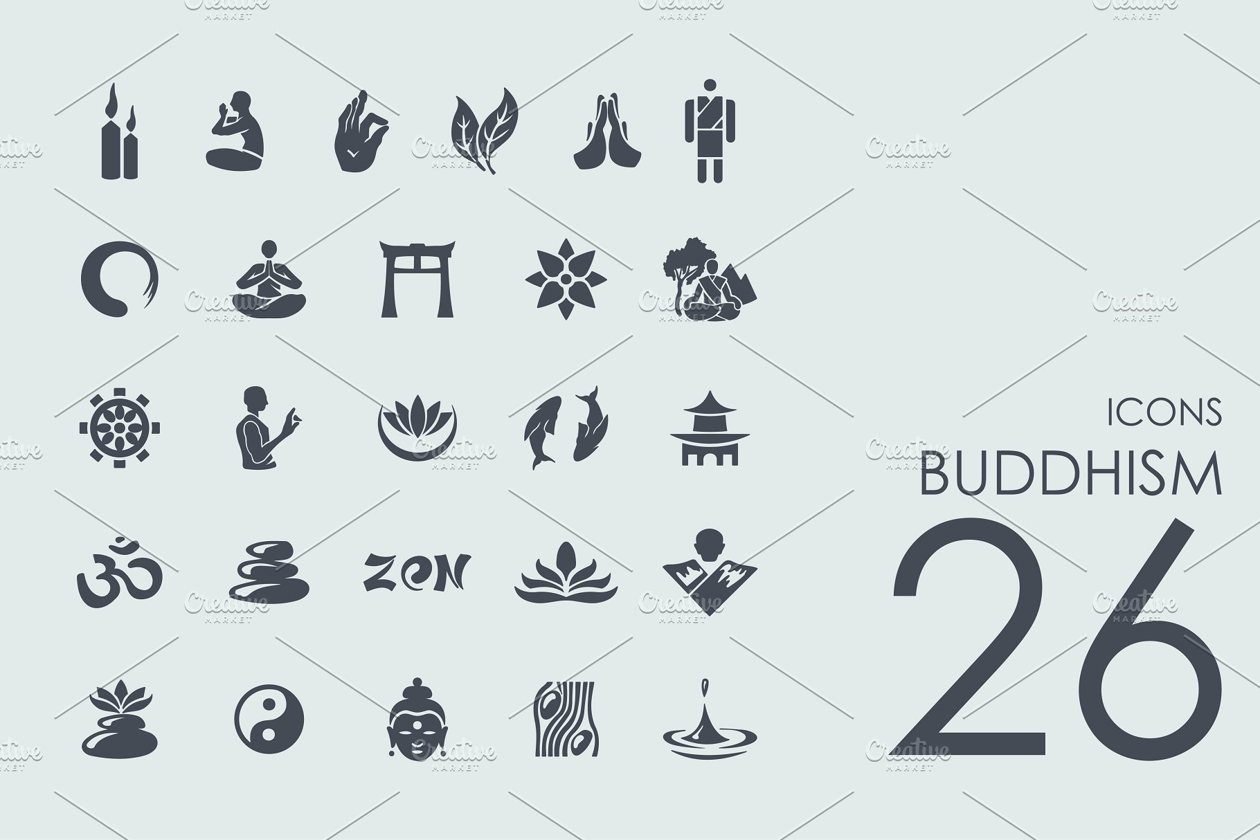 26枚佛教虔诚图标 26 Buddhism icons + Bonus