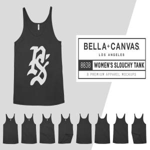 男士棉质无袖运动背心服装样机 Bella Canvas 8838 Slouchy Tank Mocks