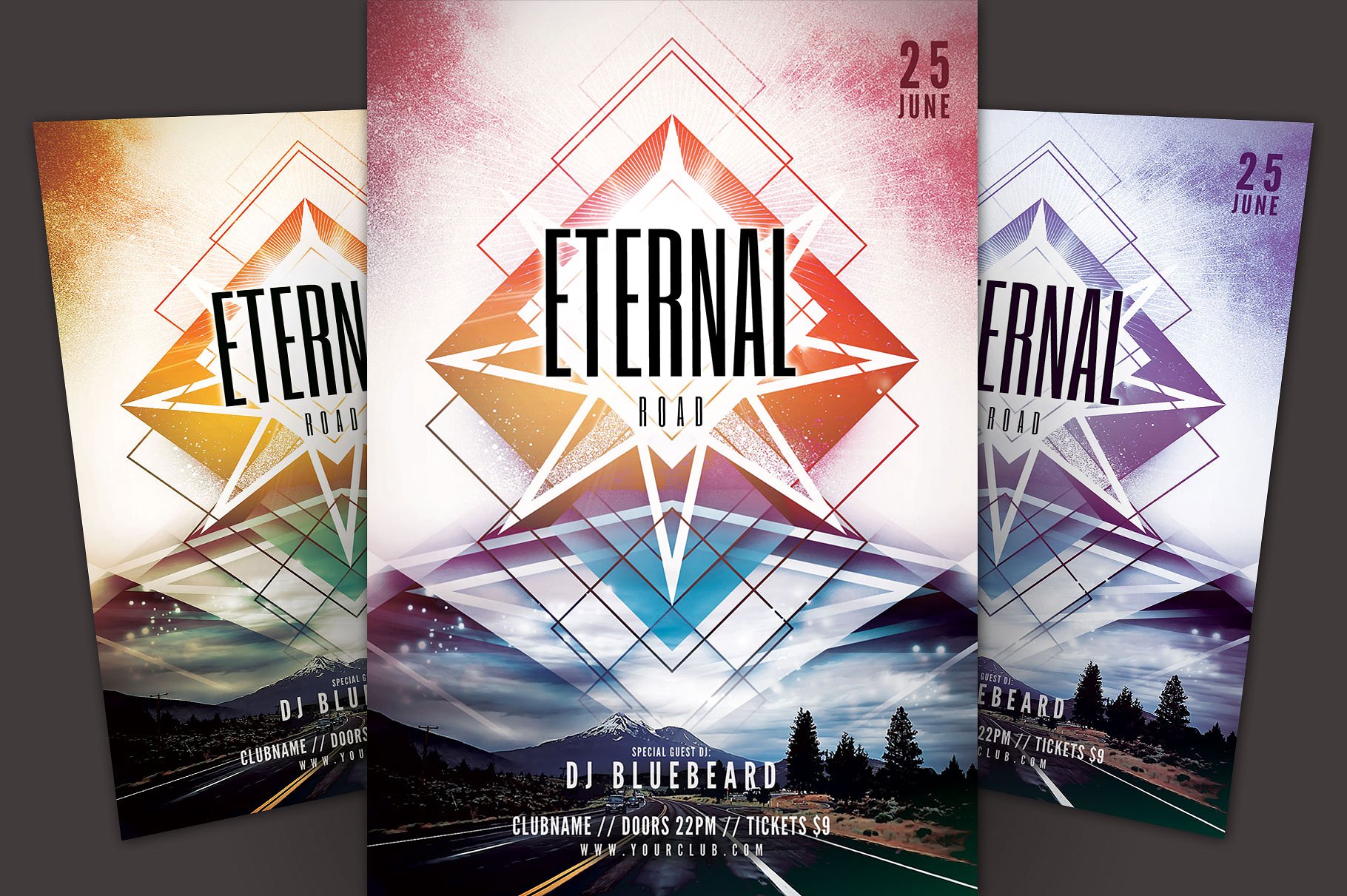DJ音乐派对活动宣传传单模板 Eternal Road Flyer Template