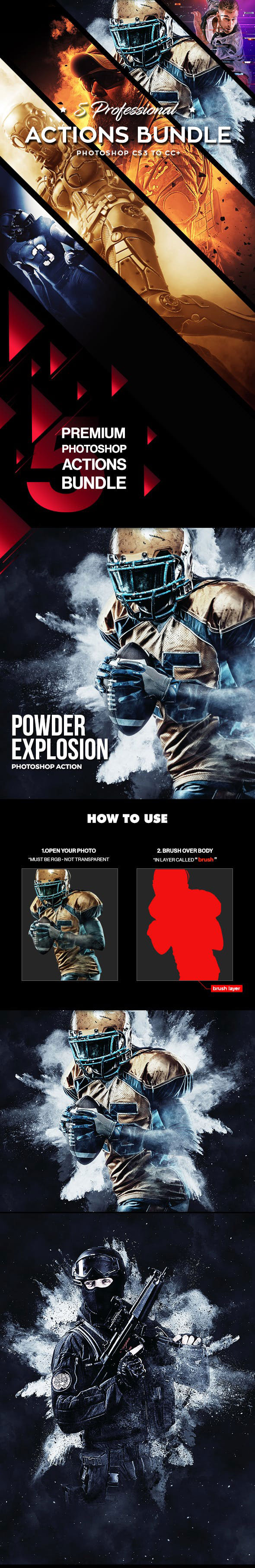 5款高品质的PS动作下载 Five Photoshop Actions Bundle [atn]