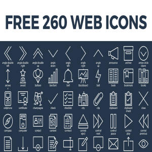 一个适用于站点或web应用的图标集 260 Free Vector Web Icons