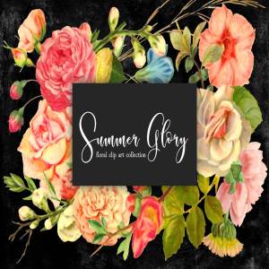 复古盛夏花卉主题素材合集 Floral Clip Art – Summer Glory
